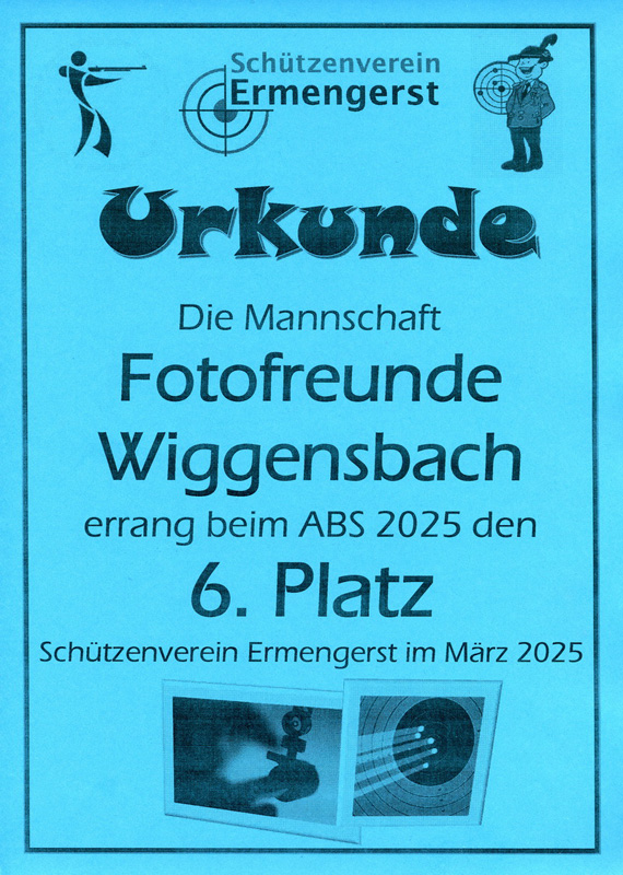 Die Urkunde der Fotofreunde-Mannschaft Die Urkunde der Fotofreunde-Mannschaft